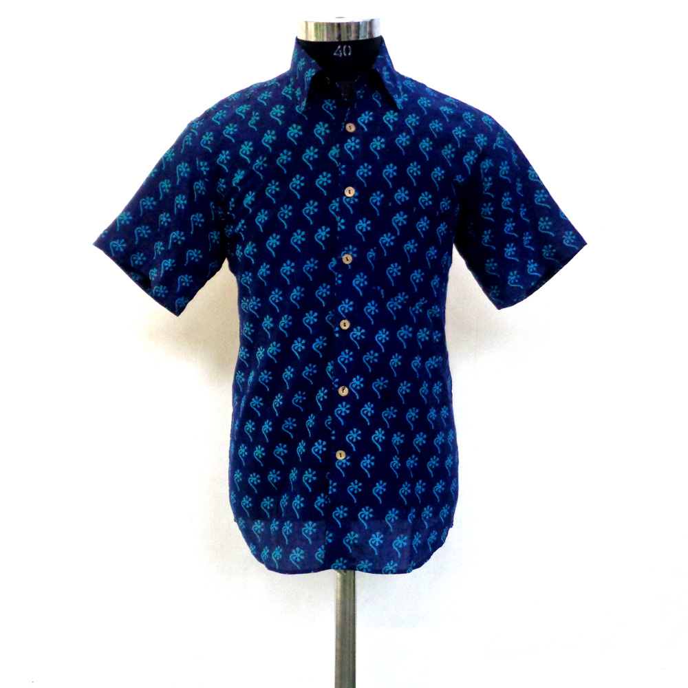 Hand Block Printed Mens Shirt Half Sleeves 109934