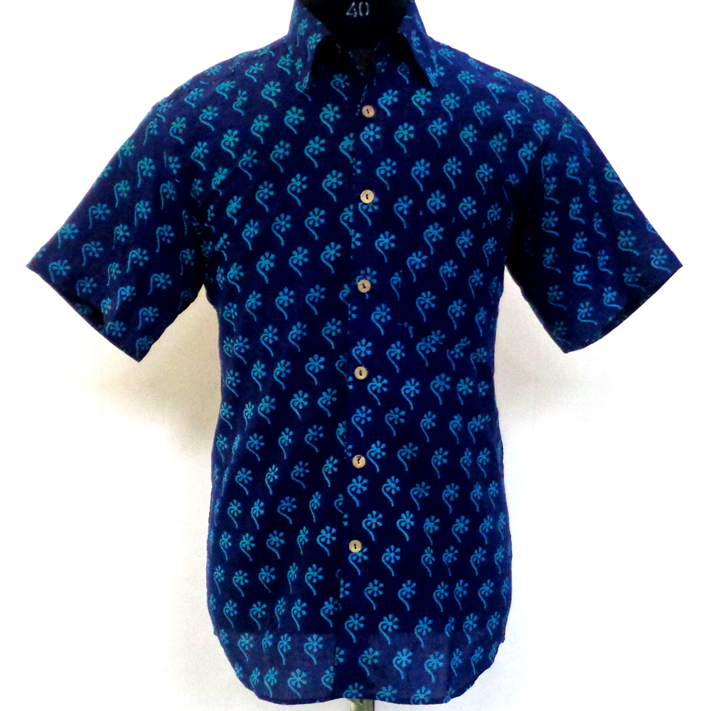 Hand Block Printed Mens Shirt Half Sleeves 109934