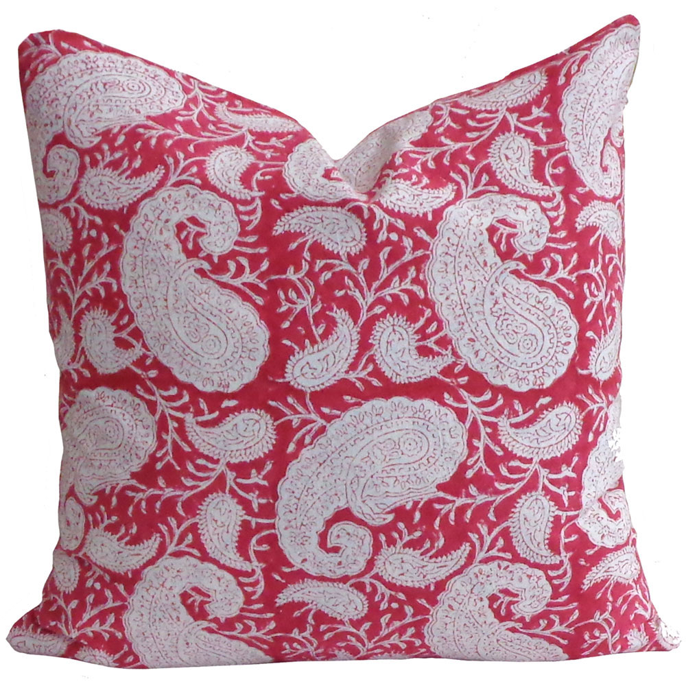 Hand Block Printed Cotton Cushion Cover 40x40 cms Ambi Raspberry 620630