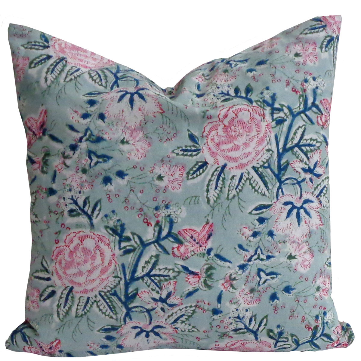 Hand Block Printed Cotton Cushion Cover 40x40 cms Naya Gulab Gud 202808