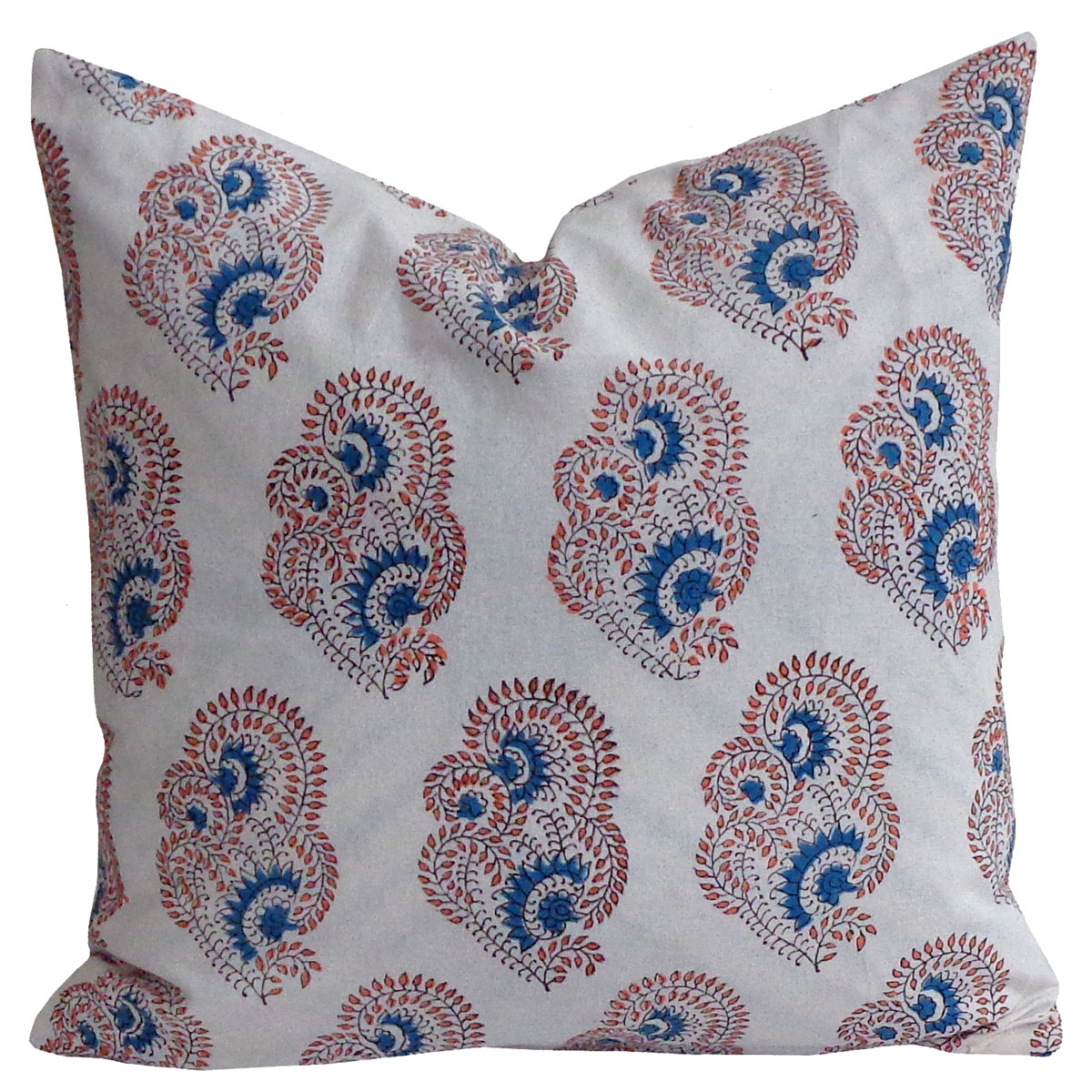Hand Block Printed Cotton Cushion Cover 40x40 cms Kusum Gulabi Boota 205379