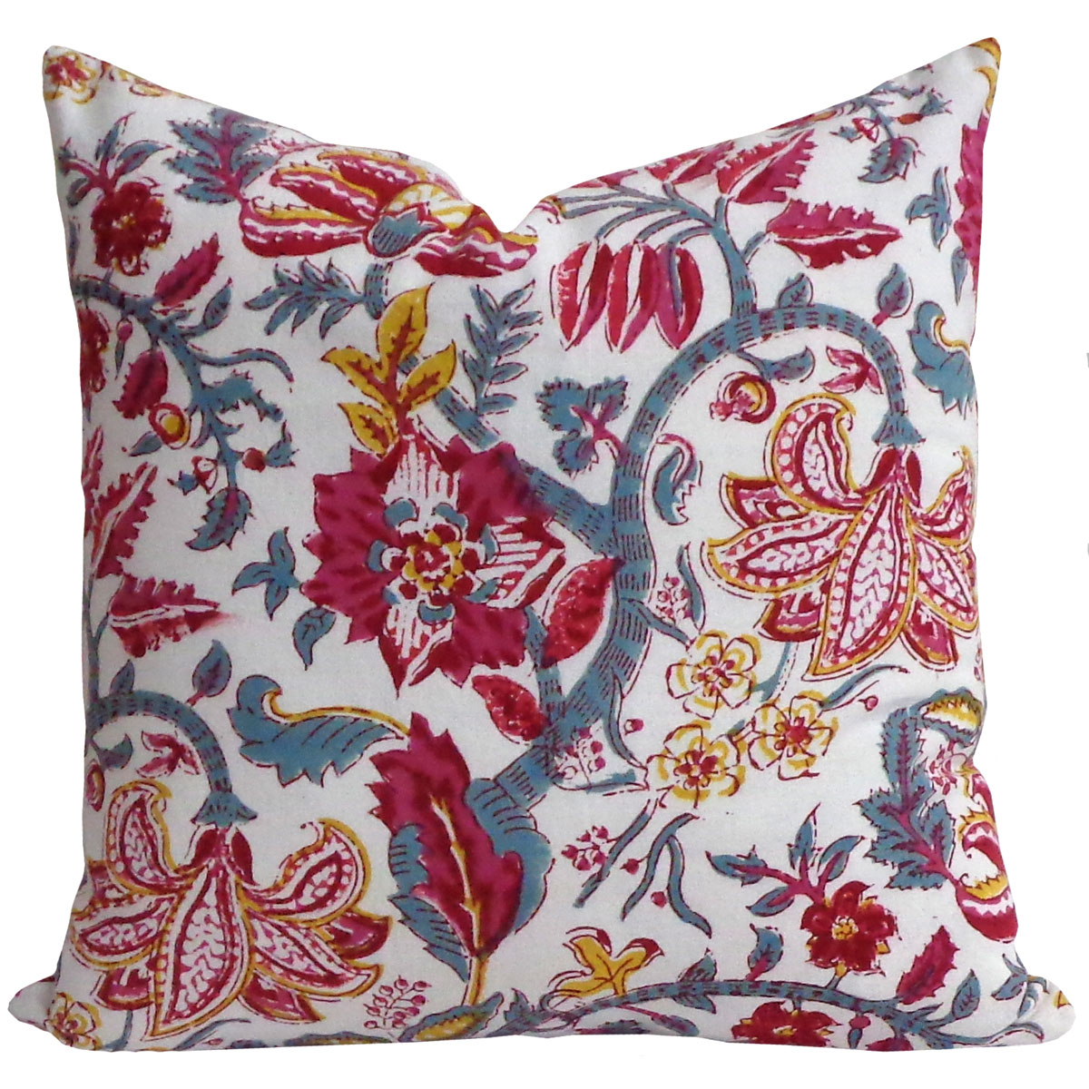 Hand Block Printed Cotton Cushion Cover 40x40 cms  Anarkali Red Open 200652