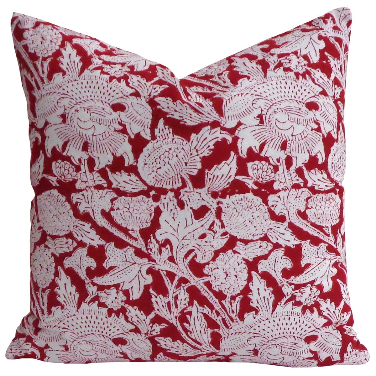 Hand Block Printed Cotton Cushion Cover 40x40 cms Amarnath Rococco Red 200196
