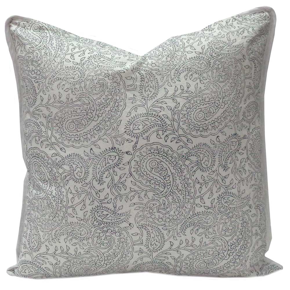 Hand Block Printed Cotton Cushion Cover 40x40 cms Ambi Neel 101184