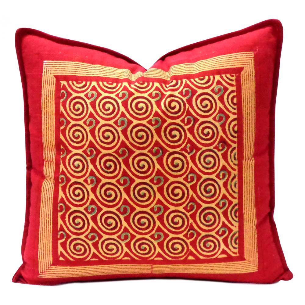 Hand Block Printed Cotton Cushion Cover 40x40 cms Jalebi Stripe 102289