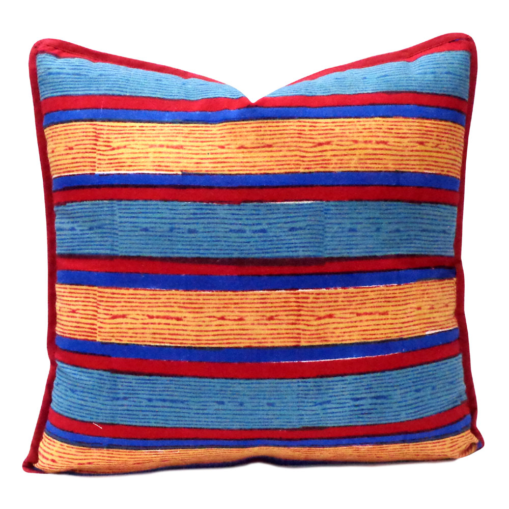 Hand Block Printed Cotton Cushion Cover 40x40 cms Jalebi Stripe 102289