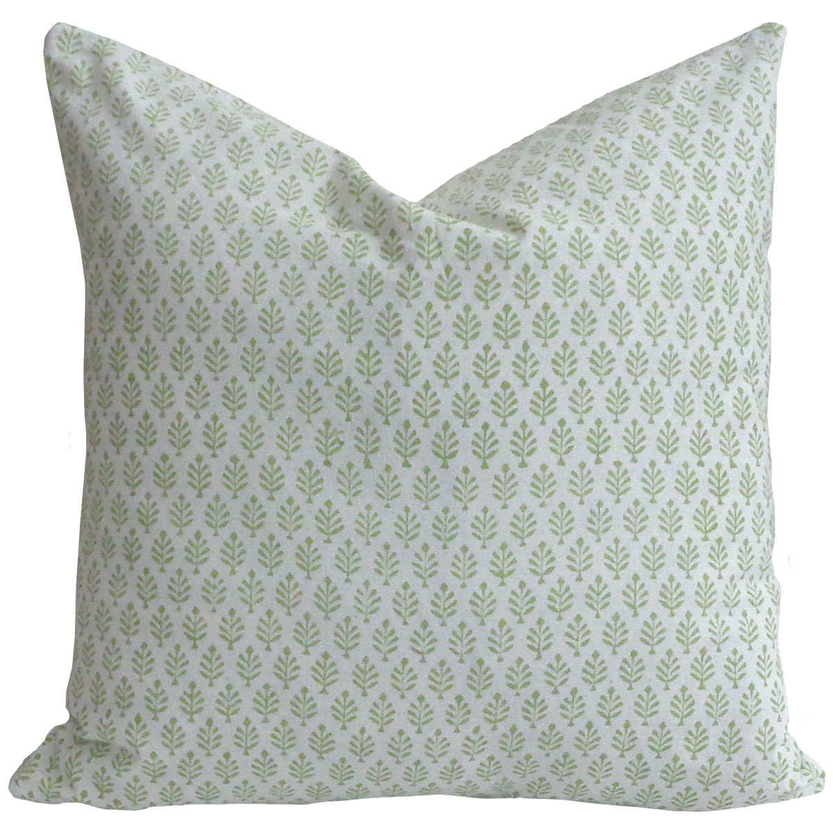 Hand Block Printed Cotton Cushion Cover 40x40 cms Neem Celadon Green 204241