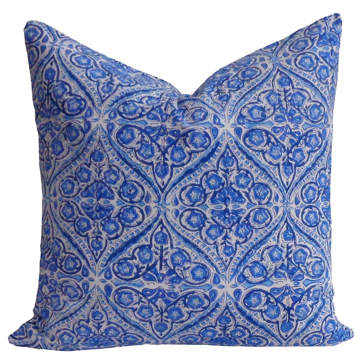 Hand Block Printed Cotton Cushion Cover 40x40 cms Phool Chokri Nili 505055
