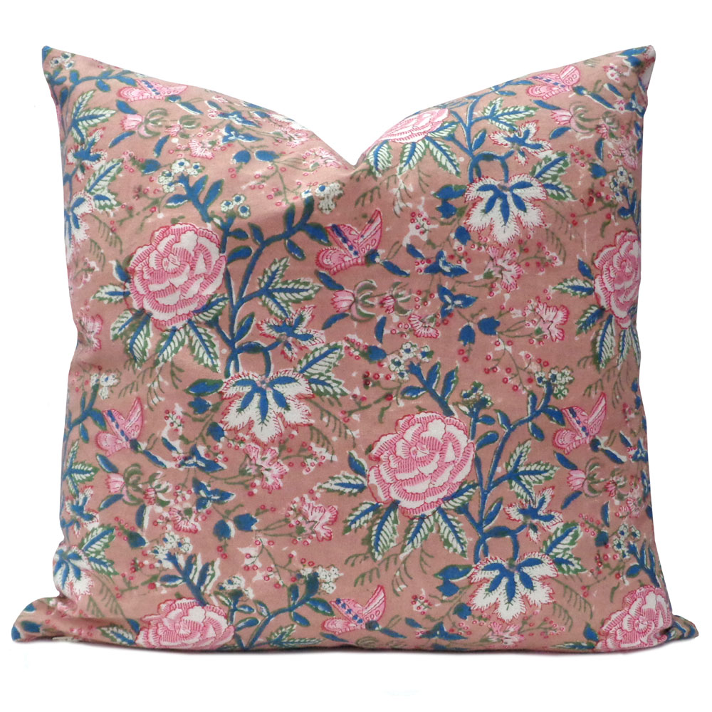 Hand Block Printed Cotton Cushion Cover 50x50 cm Misty Rose Gud 202873