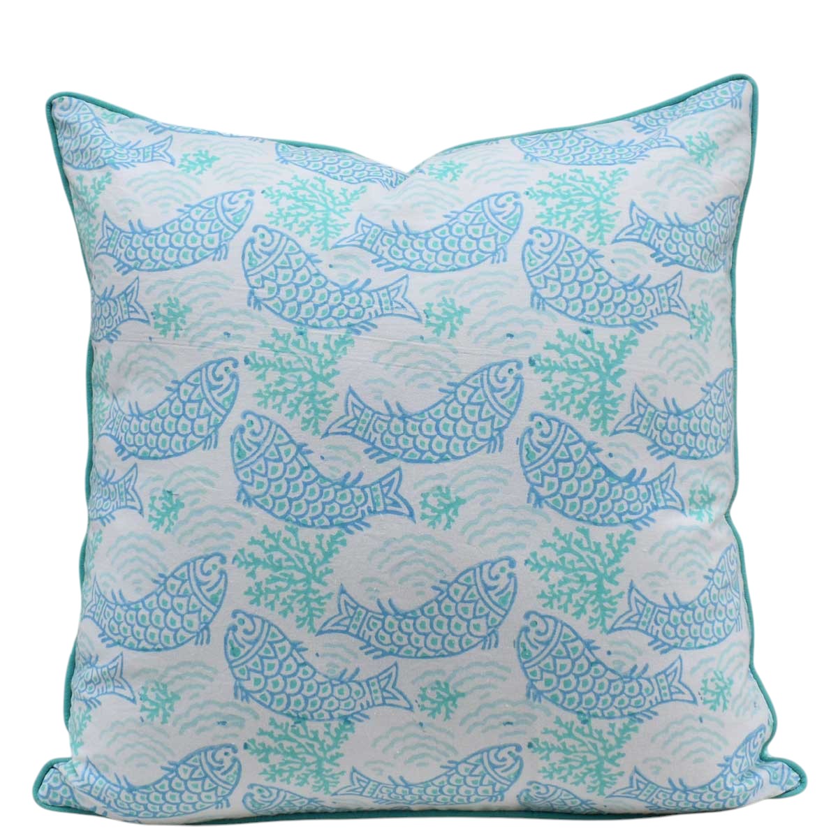 Piping Cushion Cover 50x50 cms African Fish Blue Mist 260713