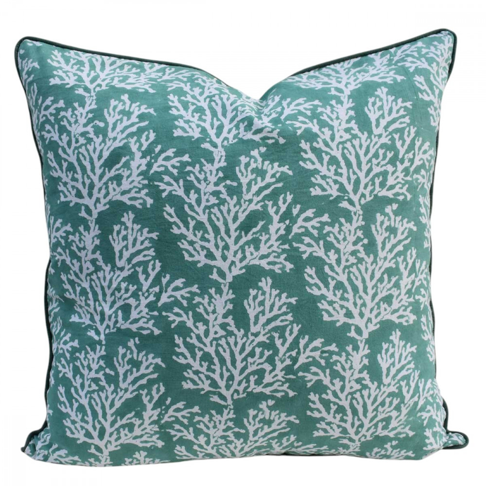 Image of Piping Cushion Cover 50x50 cms | Coral Green 202530