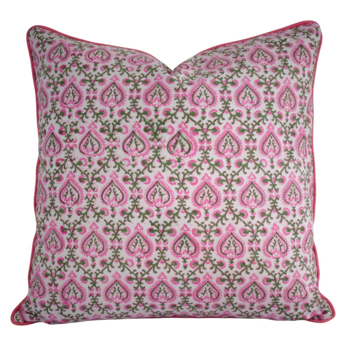 Piping Cushion Cover 50x50 cms Mughal Pink Green 202520