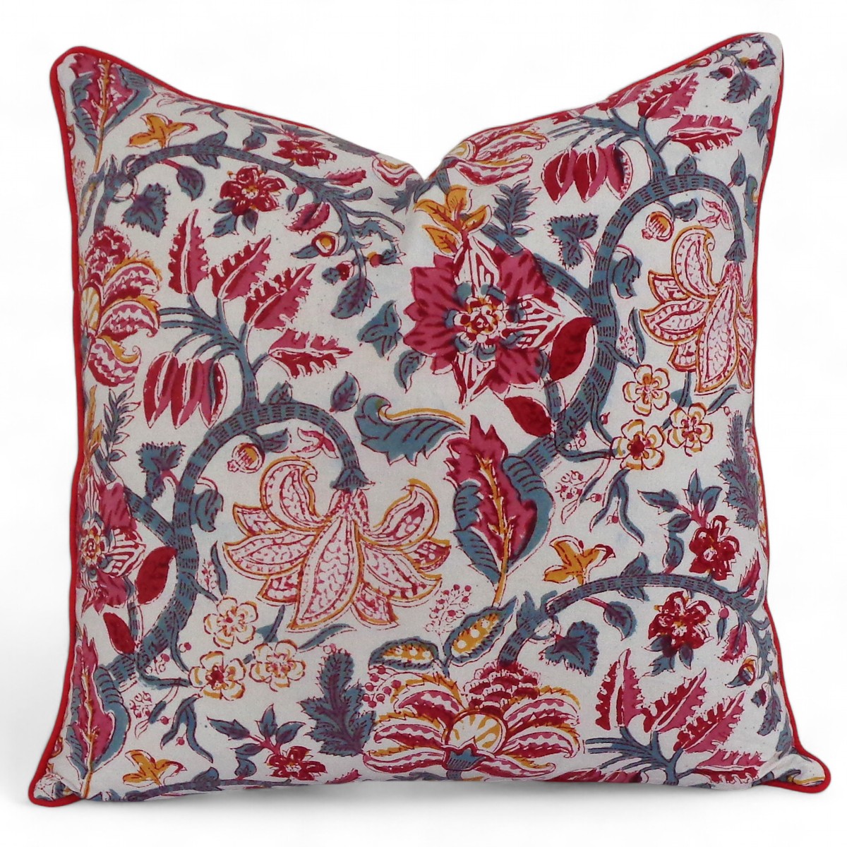 Piping Cushion Cover 50x50 cms Anarkali Red Open 200652