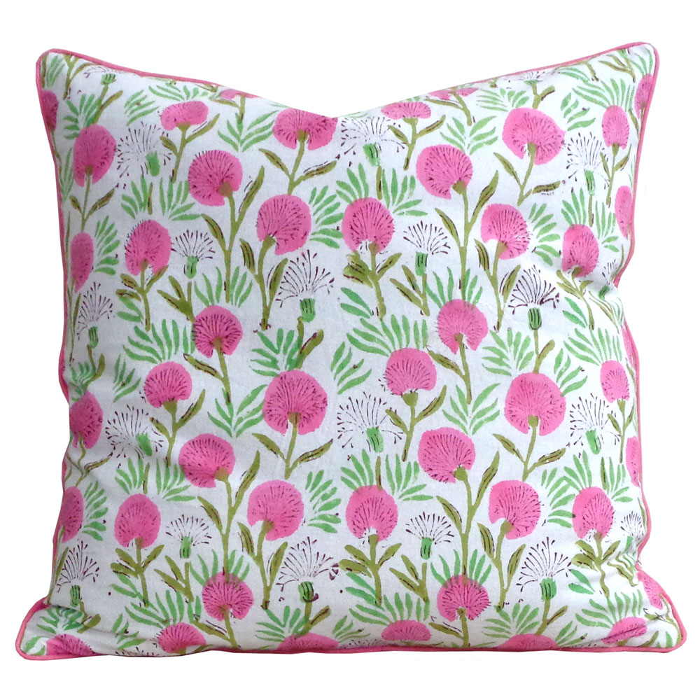 Piping Cushion Cover 50x50 cms Desert Blossom Pink Open 501440