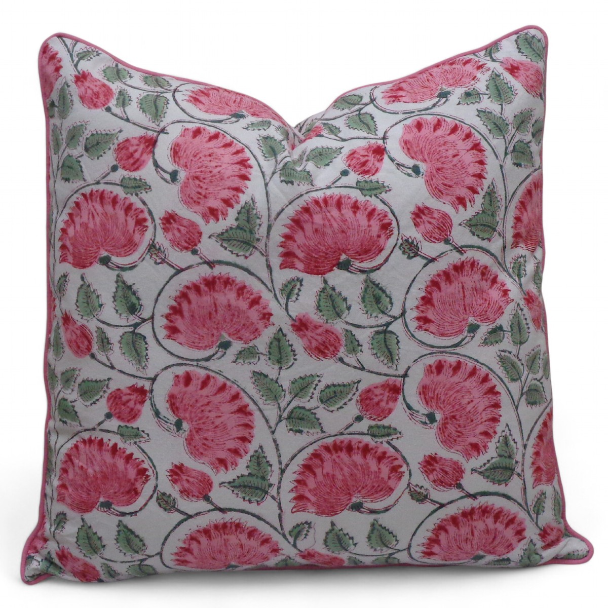 Piping Cushion Cover 50x50 cms  Kamal Gulabi Open 103739