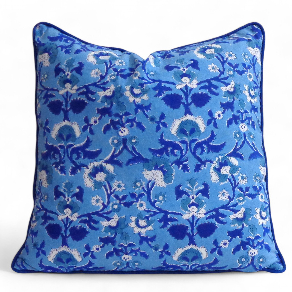 Piping Cushion Cover 50x50 cms Rukhsana Blue Bell 202402