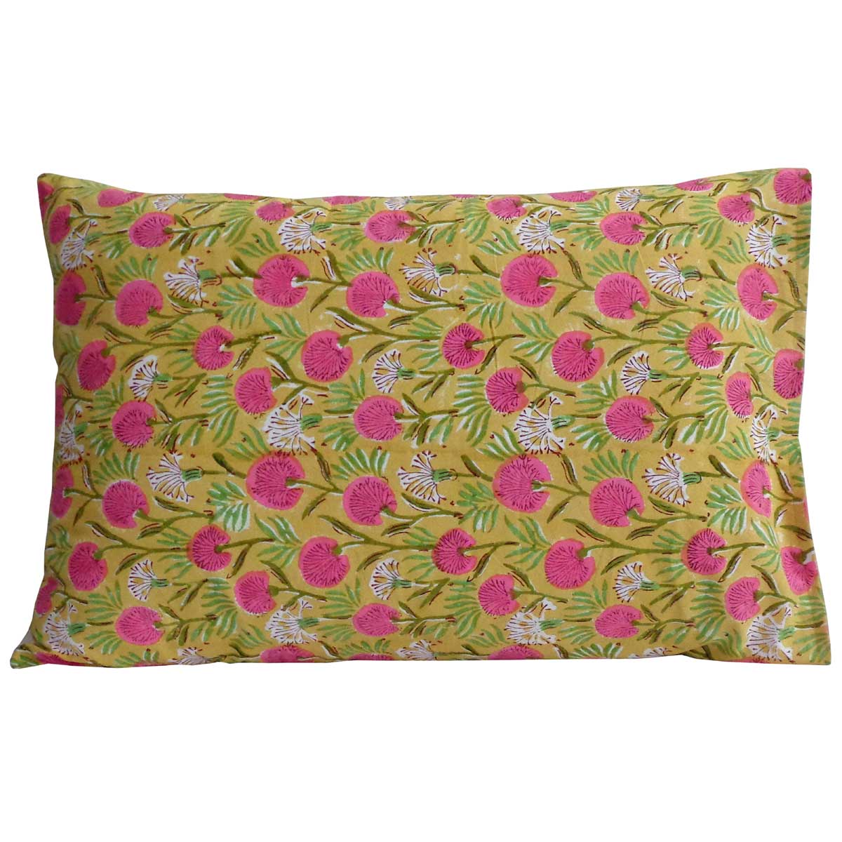 Hand Block Printed Cotton Pillows Cover 50x70 cm Set of 2 Desert Blossom Pink Gud 202805