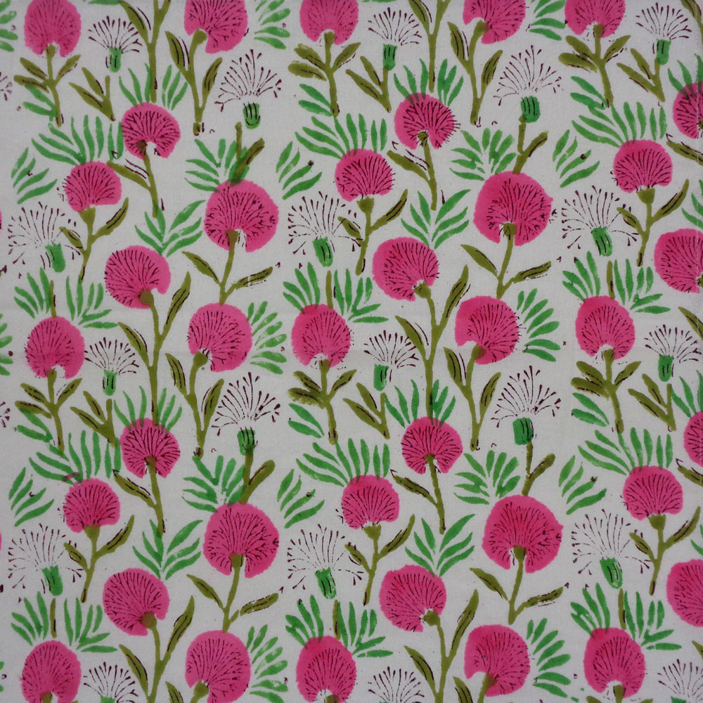 Hand Block Printed Cotton Napkin 45x45 cms Set of 4 Napkins Desert Blossom Pink Open 501440