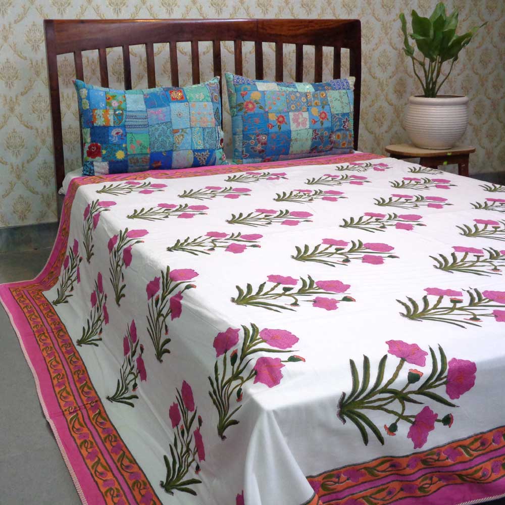 Hand Block Printed Cotton Dohar Queen Size  100660