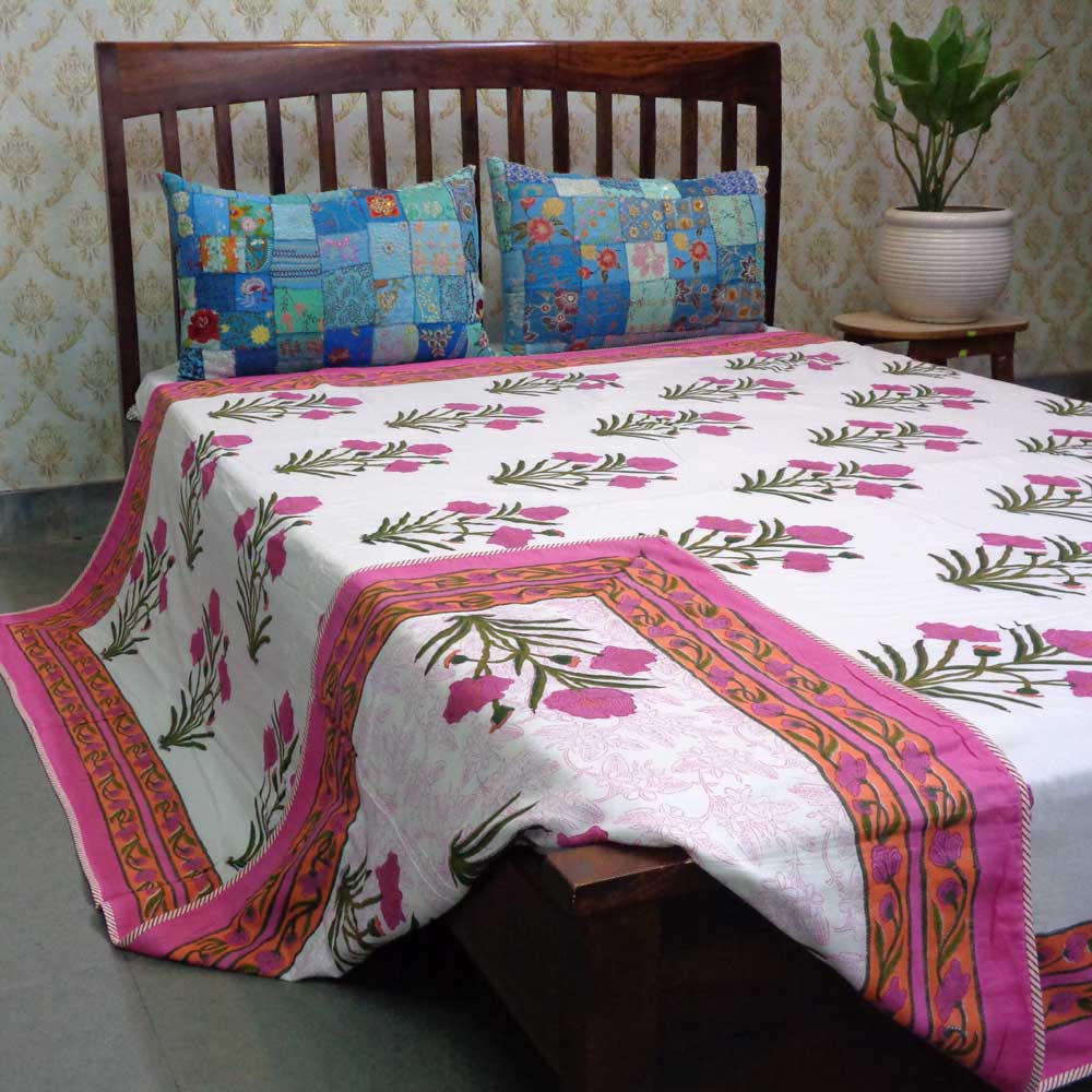 Hand Block Printed Cotton Dohar Queen Size  100660