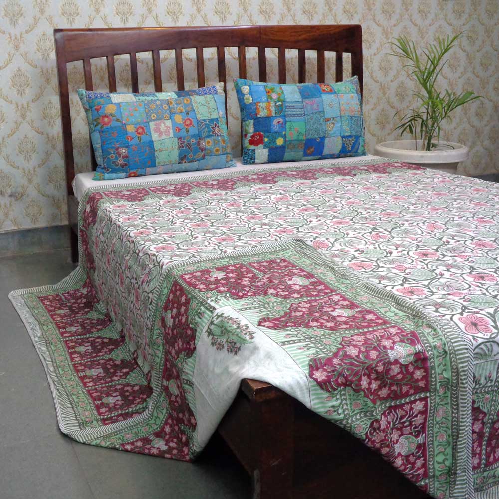 Indian Hand Block Printed Cotton Dohar Queen Size Chakri Phool 230848