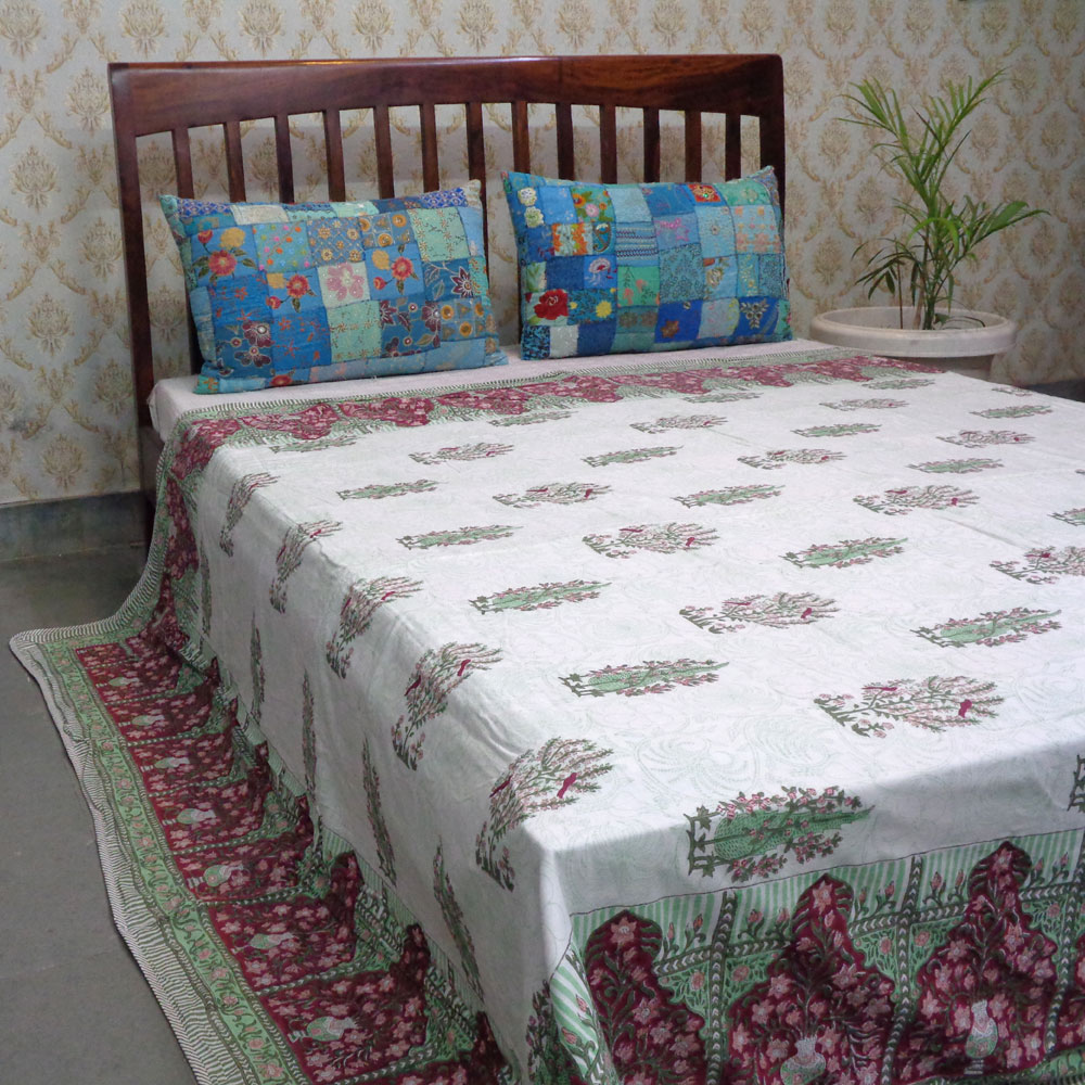 Indian Hand Block Printed Cotton Dohar Queen Size Chakri Phool 230848