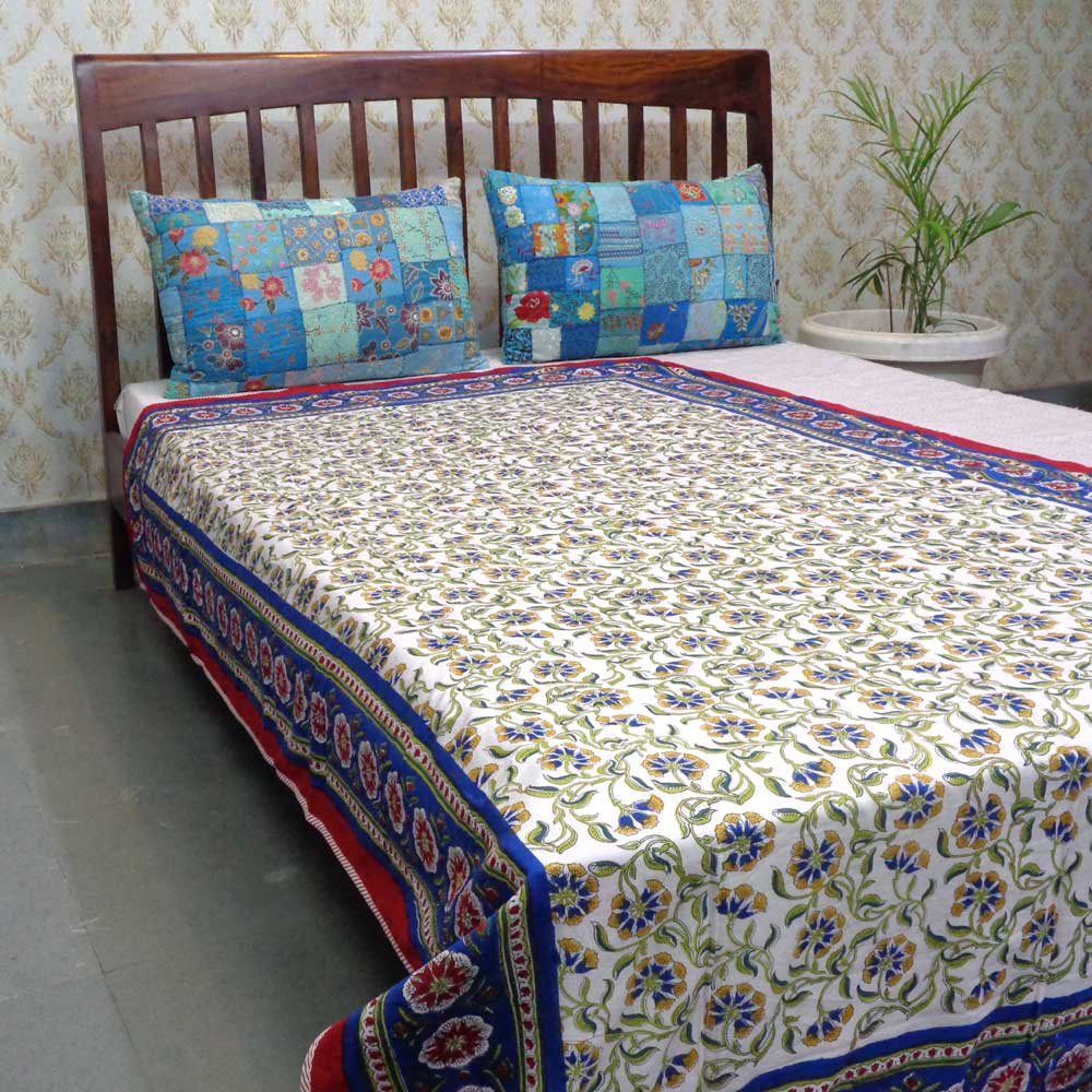 Hand Block Printed Cotton Twin Size Dohar Chakri Red Gud 101748