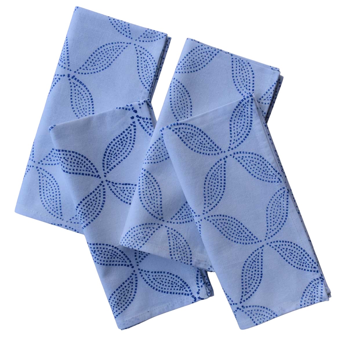 Hand Block Printed Cotton Napkin 45x45 Set of 4 Napkins Dotty Leaves 109097