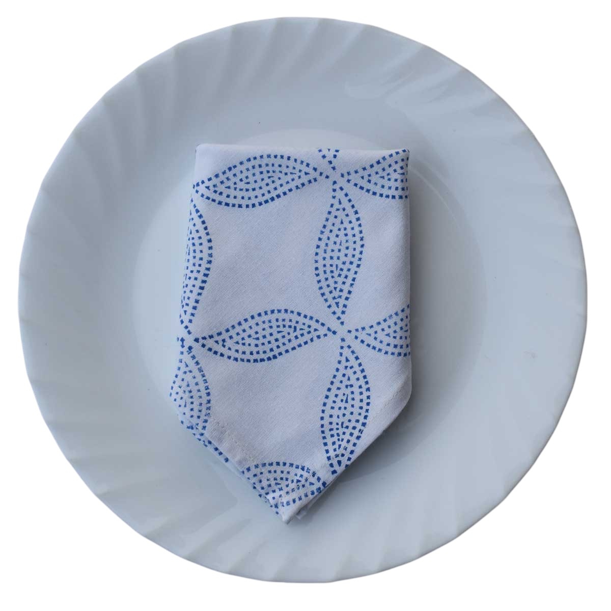 Hand Block Printed Cotton Napkin 45x45 Set of 4 Napkins Dotty Leaves 109097