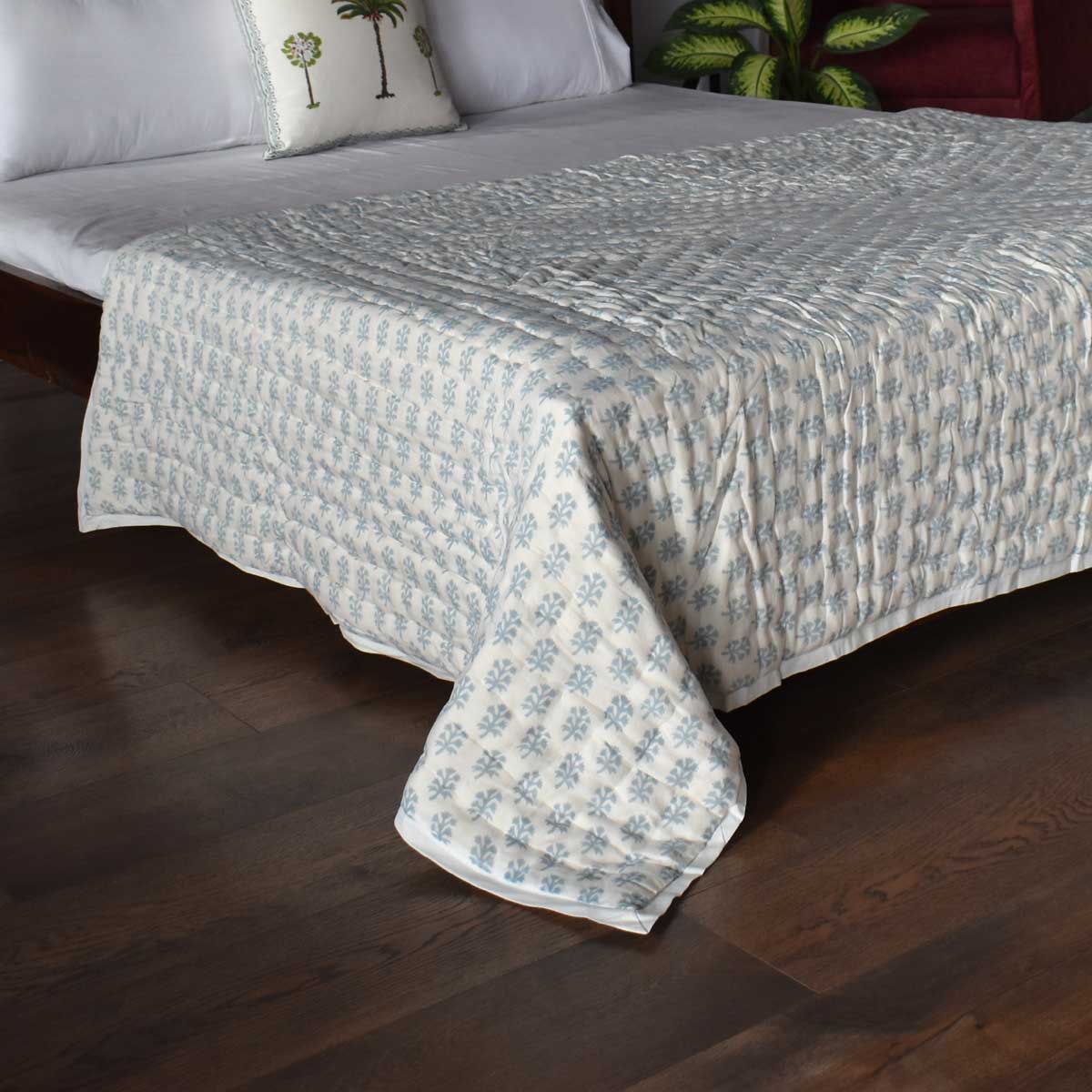 Hand Block Printed Cotton Twin Size Quilt 202217