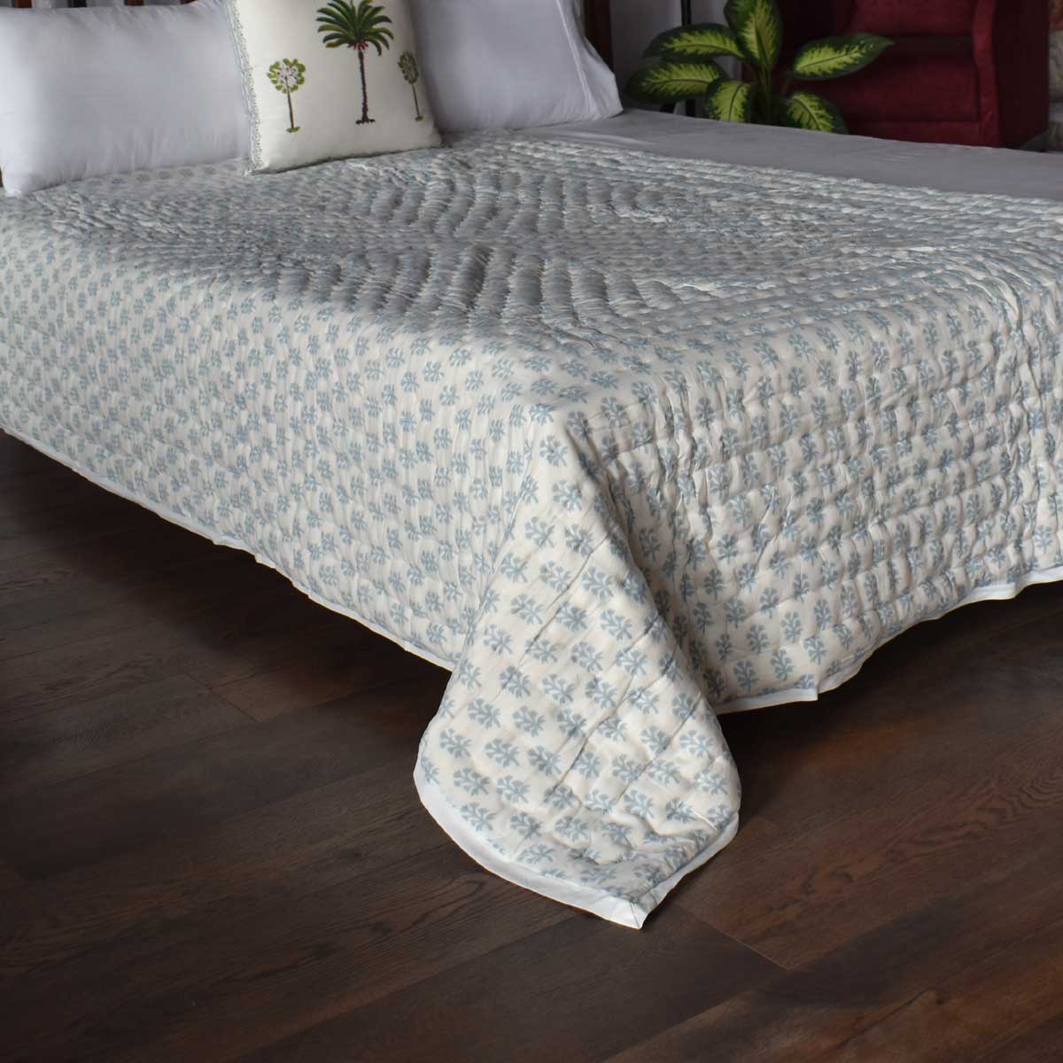Hand Block Printed Cotton Twin Size Quilt 202217