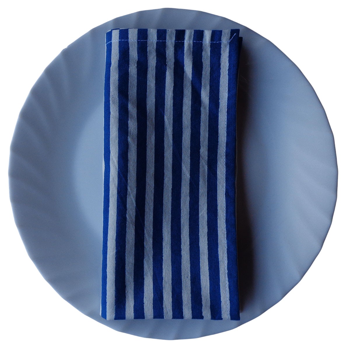 Hand Block Printed Cotton Napkin 45x45 cms Set of 4 Napkins Stripes Navy 202519