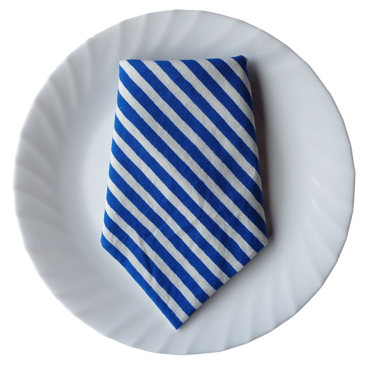 Hand Block Printed Cotton Napkin 45x45 cms Set of 4 Napkins Stripes Navy 202519