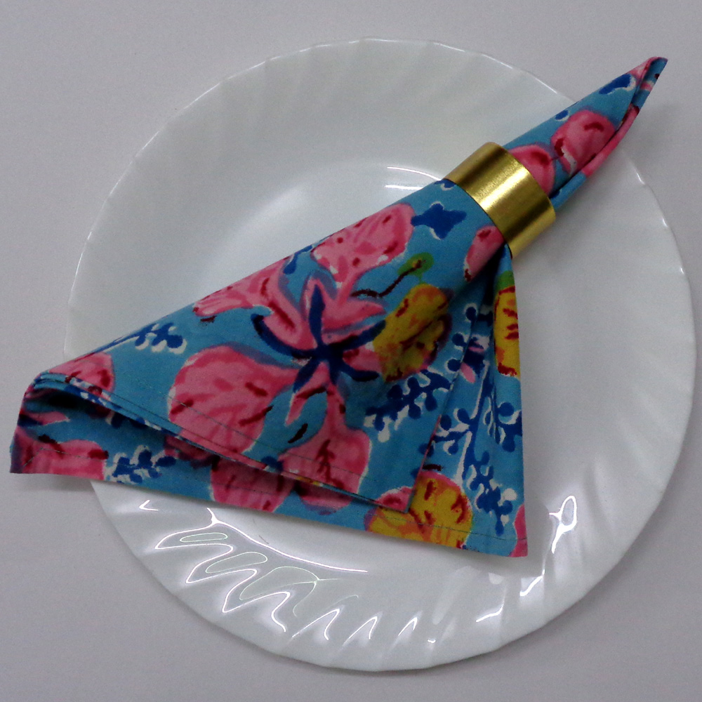 Hand Block Printed Cotton Napkin 45x45 cms Set of 4 Napkins Gulmohar Gud 207625