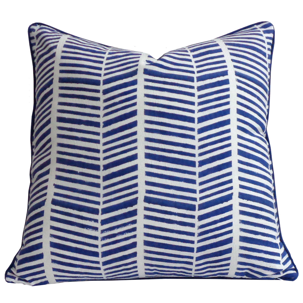 Piping Cushion Cover 50x50 cms Herringbone Blue 100468