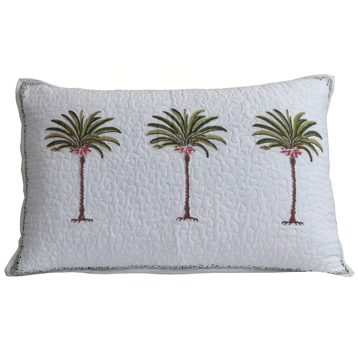 Quilted Cotton Pillows Cover 50x70 cm Set of 2 Palm Tree Green 109024