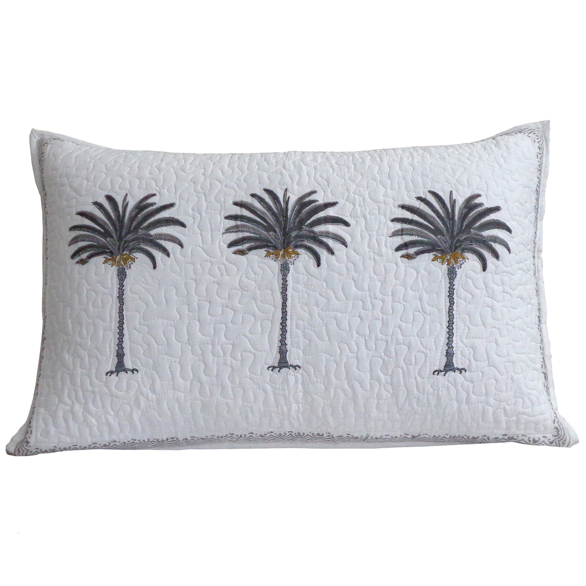 Quilted Cotton Pillows Cover 50x70 cm Set of 2 Palm Tree Grey 100382