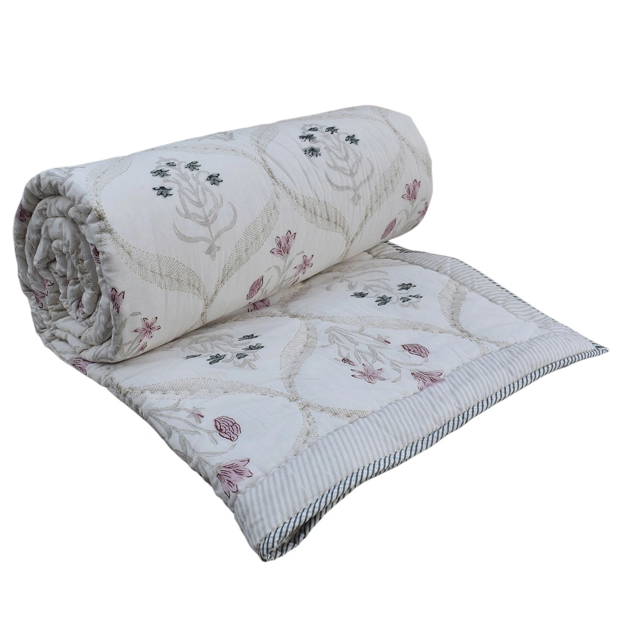Hand Block Printed Cotton Queen Size Quilt  261206