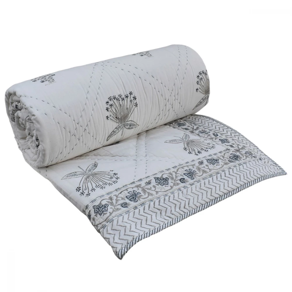 Image of Hand Block Printed Cotton Queen Size Quilt | 261202