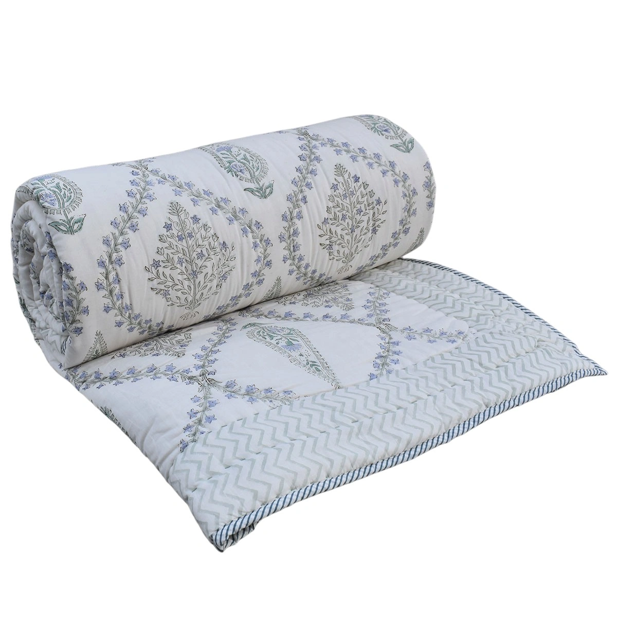 Hand Block Printed Cotton Queen Size Quilt  261208