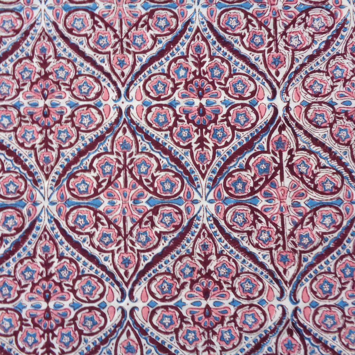 5 Yard Running Fabric Hand Block Printed Cotton 20 Sheeting Fabric Phool Chokri Grape Wine 104392