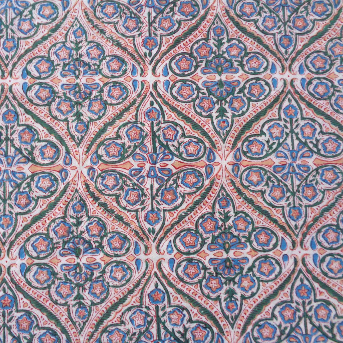 5 Yard Running Fabric Hand Block Printed Cotton 20 Sheeting Fabric Phool Chokri Coral Pink 104394