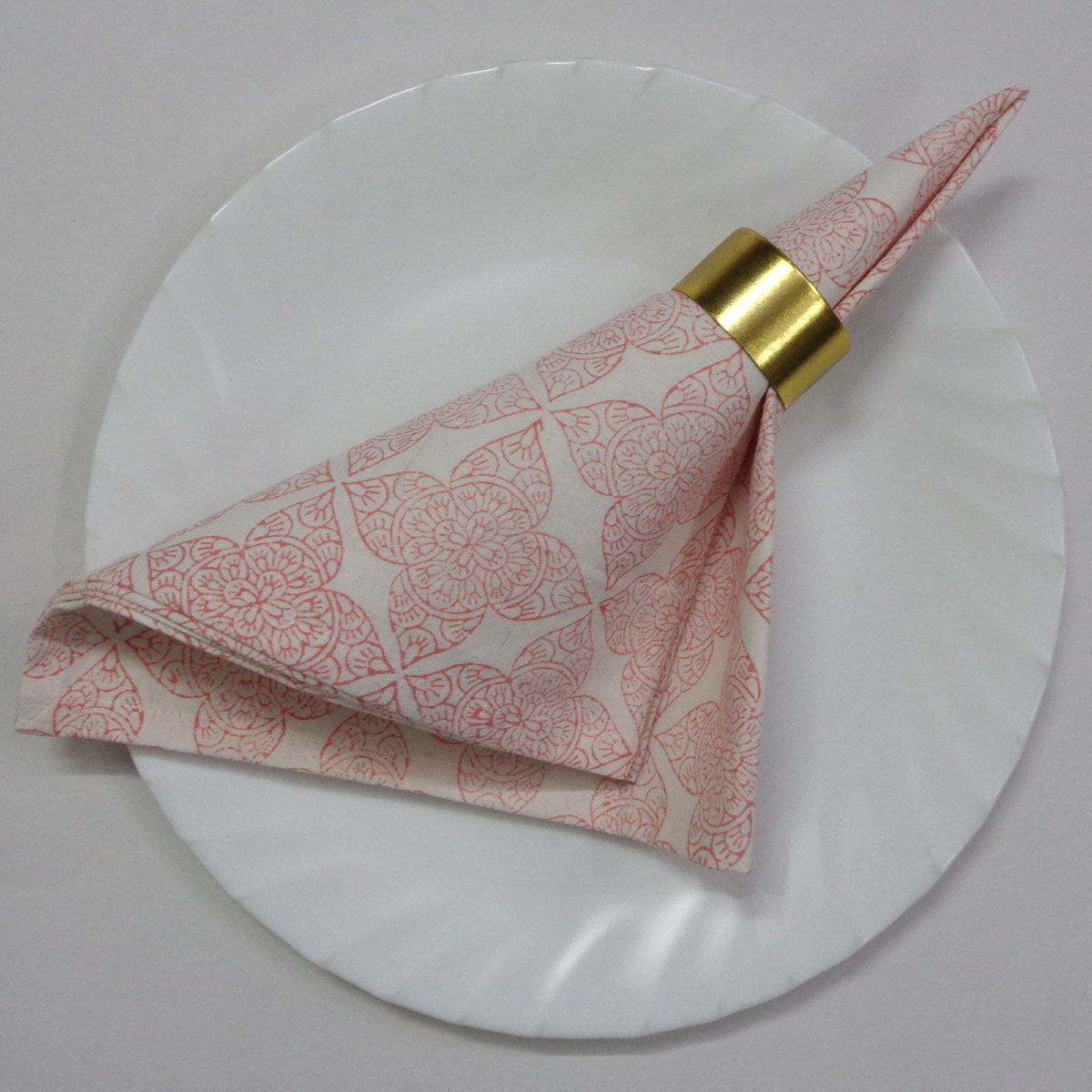 Hand Block Printed Cotton Napkin 45x45 Set of 4 Napkins  Chokor Phool Pink 107608