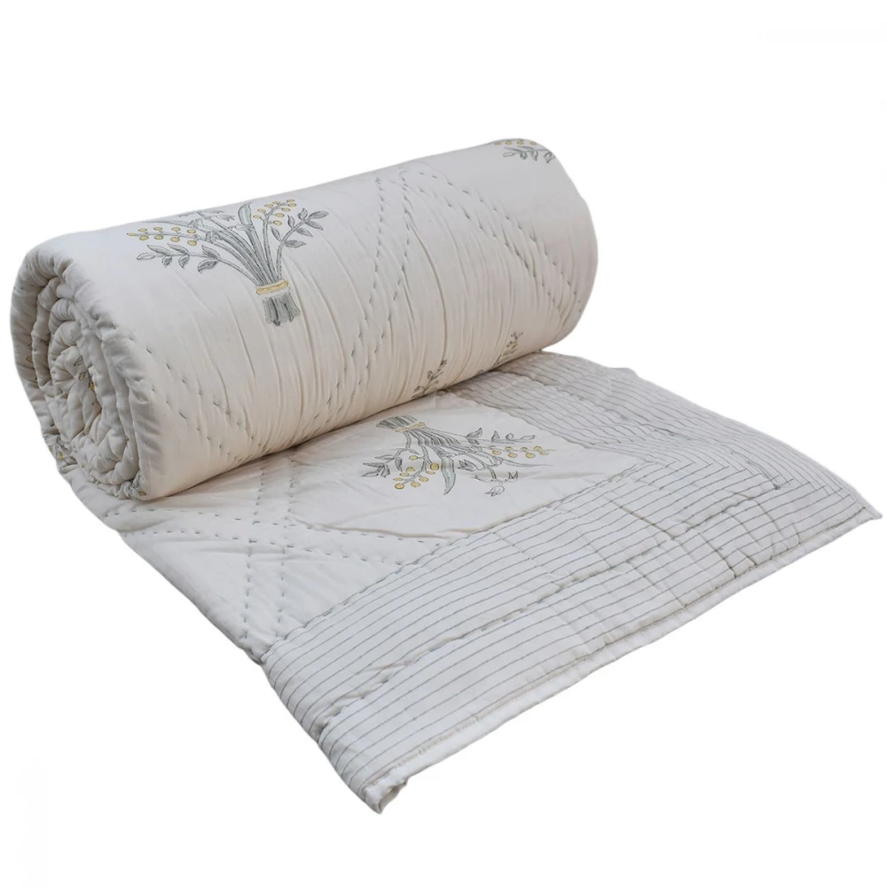 Image of Hand Block Printed Cotton Queen Size Quilt | 261214