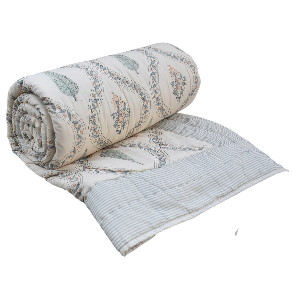 Hand Block Printed Cotton Queen Size Quilt  261212