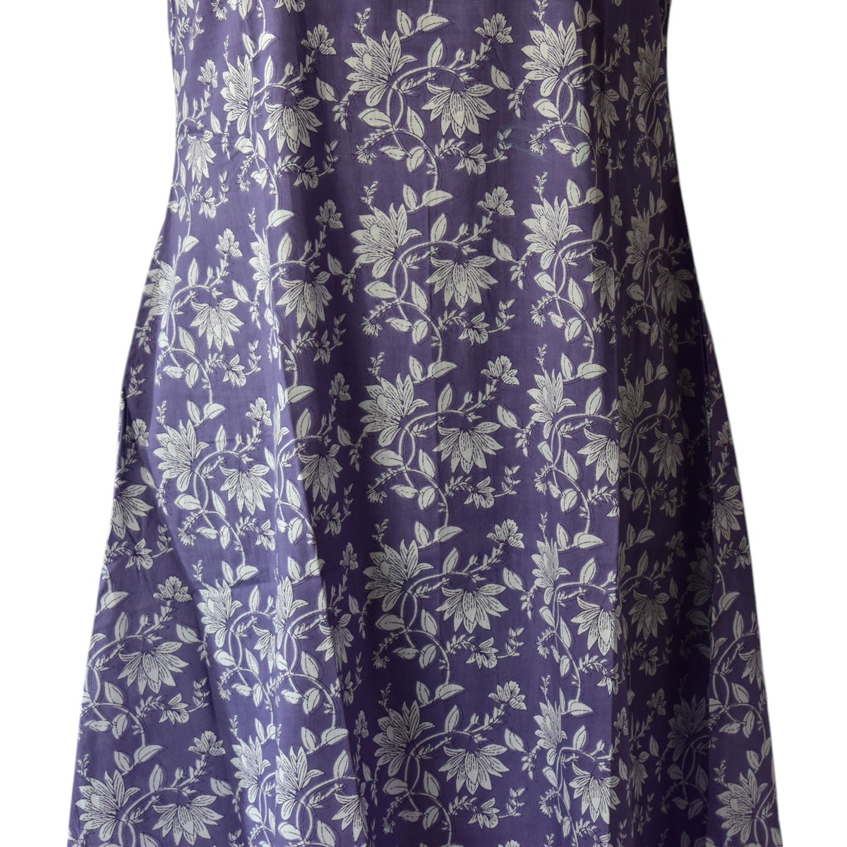 Sleeveless Purple Violet Dress Hand Printed Cotton Dress 100 Cotton Casual Wear