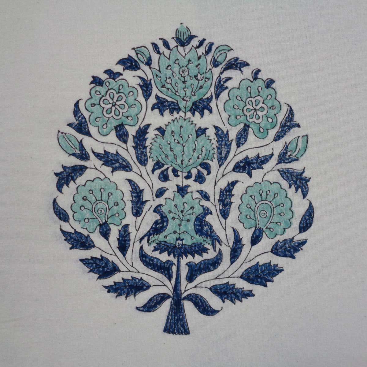 Hand Block Printed Cotton Tablecloth 150x220 cms  Bhara Ped Teal 504756