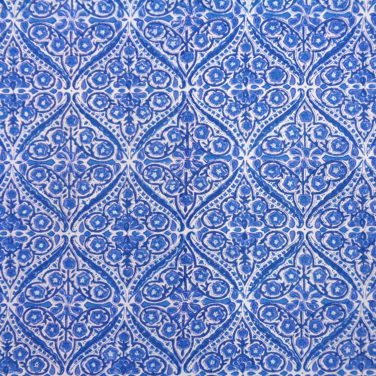 Hand Block Printed Cotton Tablecloth 150x220 cms Phool Chokri Nili 505055