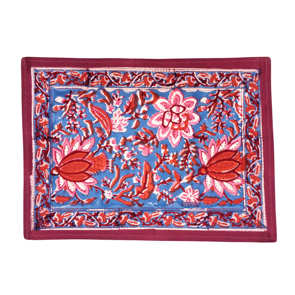 Hand Block Printed Cotton Canvas Table Mat 32x48 cms Set of 2 Table mats Firdaus Gud 204865