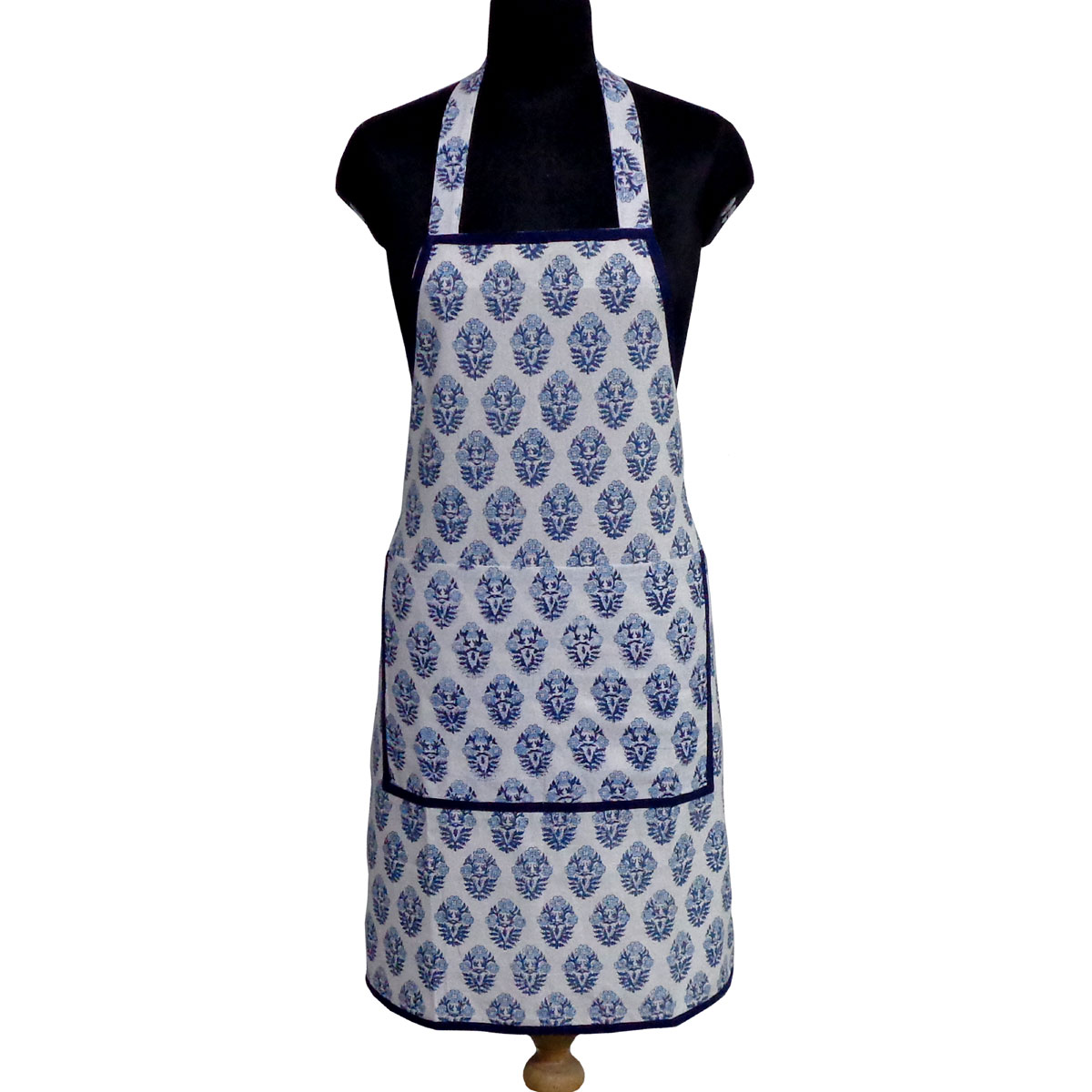 Indian Block-Printed 100 Cotton Apron Boota Starlight Open 208647
